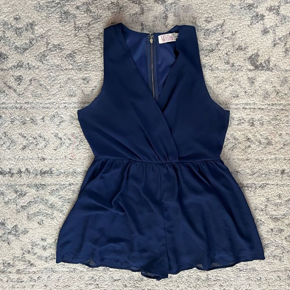 Navy Willa Romper with Zipper